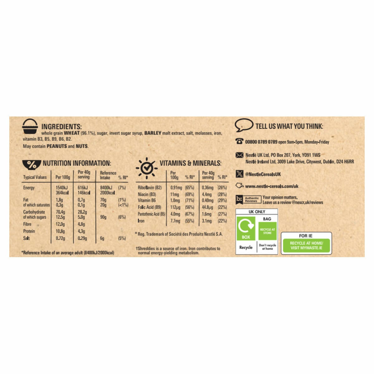 Nestle Shreddies, 2 x 1.1kg