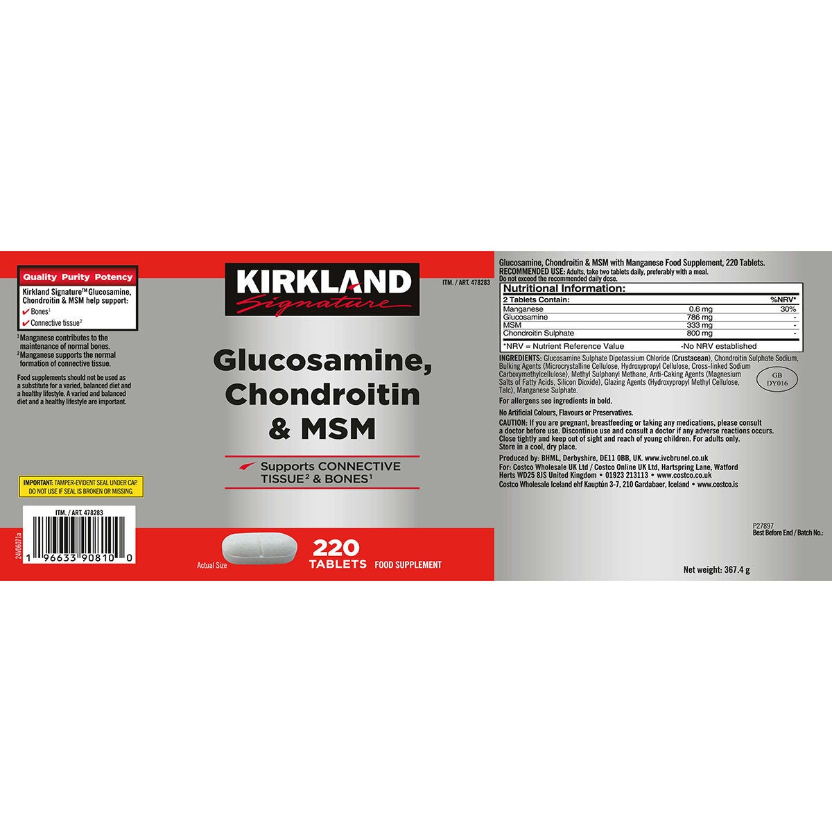 Kirkland Signature Glucosamine, Chondroitin & MSM, 220 Count