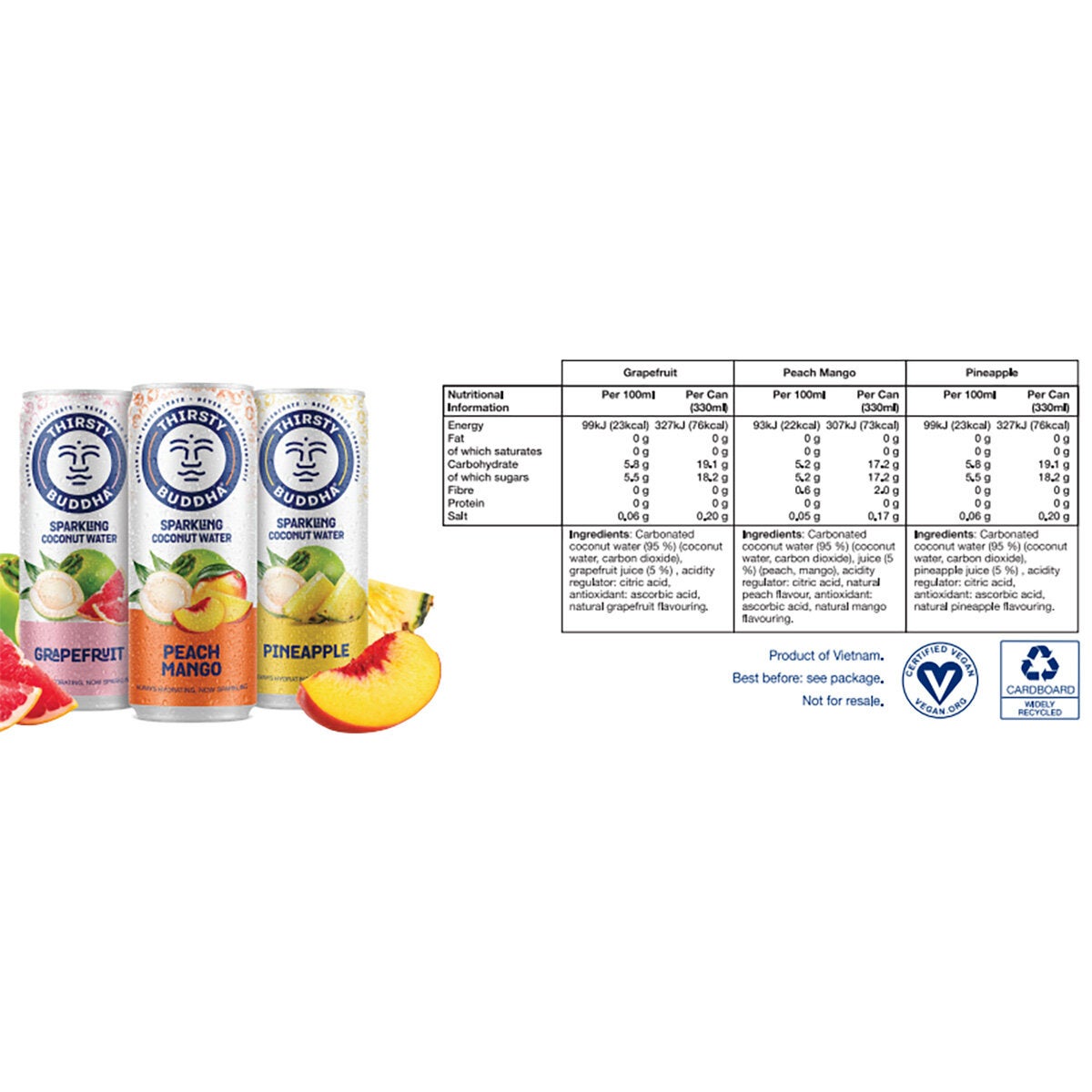 Thirsty Buddha Sparkling Coconut Water, 12x330ml