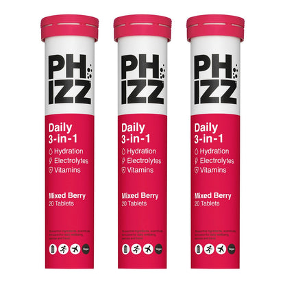 Phizz Mixed Berry Electrolytes, 3 x 20 Tablets