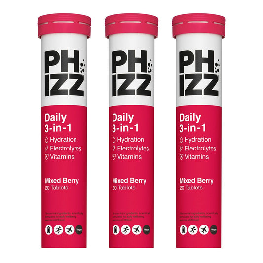 Phizz Mixed Berry Electrolytes, 3 x 20 Tablets