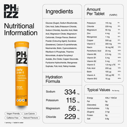 Phizz Orange Electrolytes, 3 x 20 Tablets