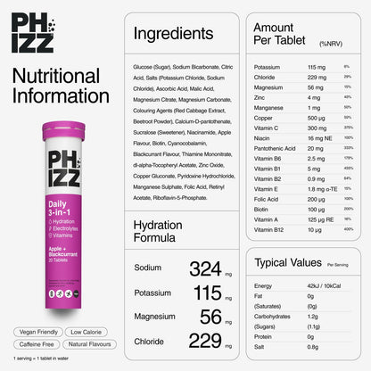 Phizz Apple & Black Currant Electrolytes, 3 x 20 Tablets