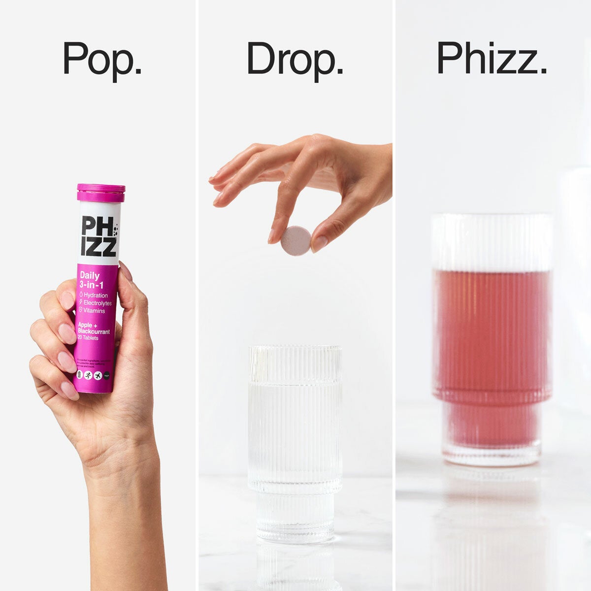 Phizz Apple & Black Currant Electrolytes, 3 x 20 Tablets