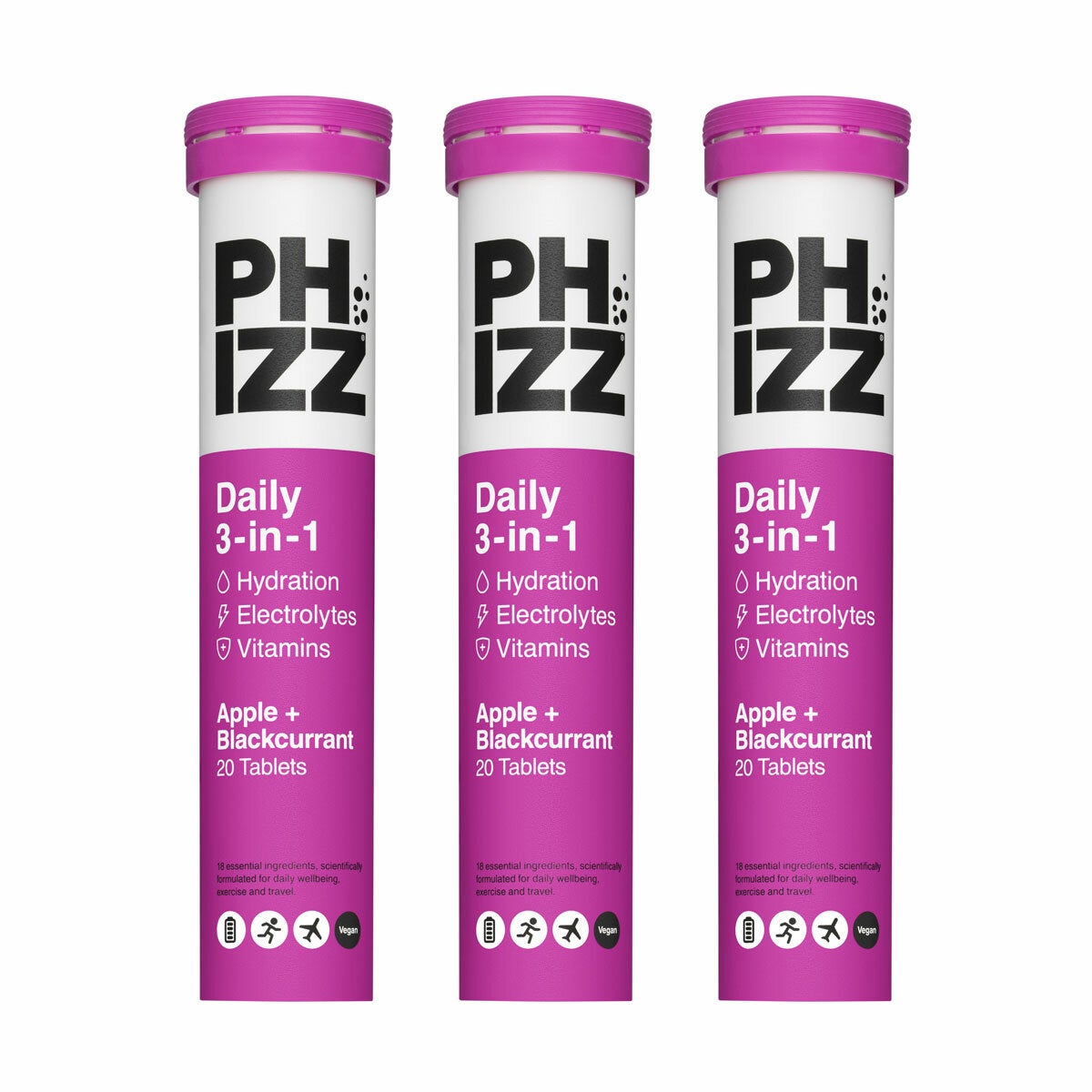 Phizz Apple & Black Currant Electrolytes, 3 x 20 Tablets