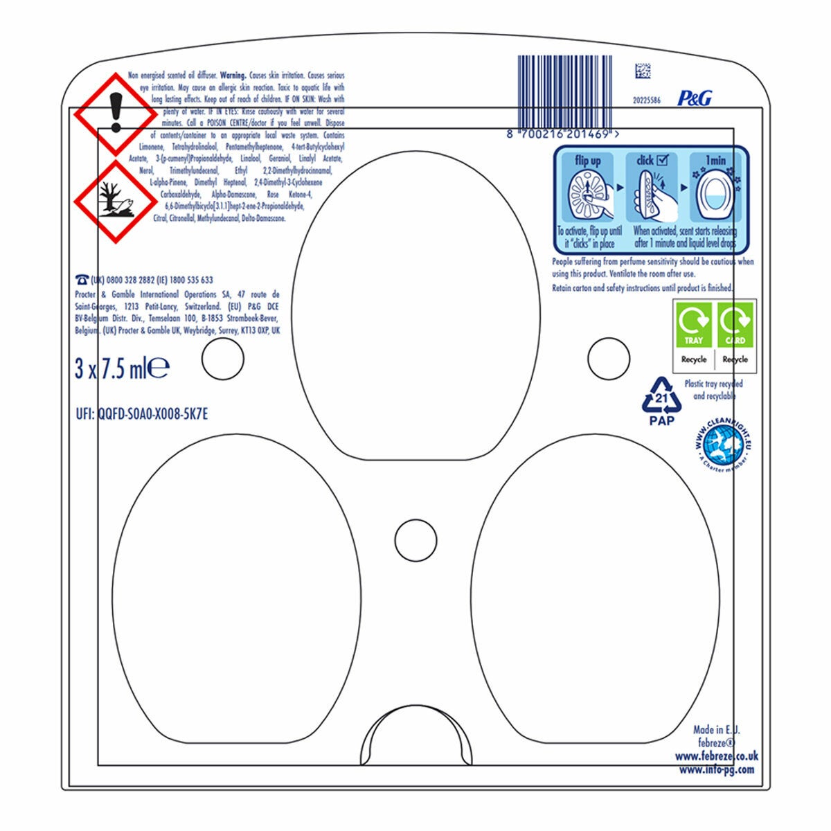 Febreze Cotton Fresh Bathroom Gel, 2 x 3 Pack
