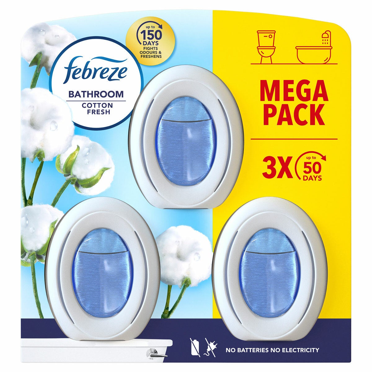 Febreze Cotton Fresh Bathroom Gel, 2 x 3 Pack
