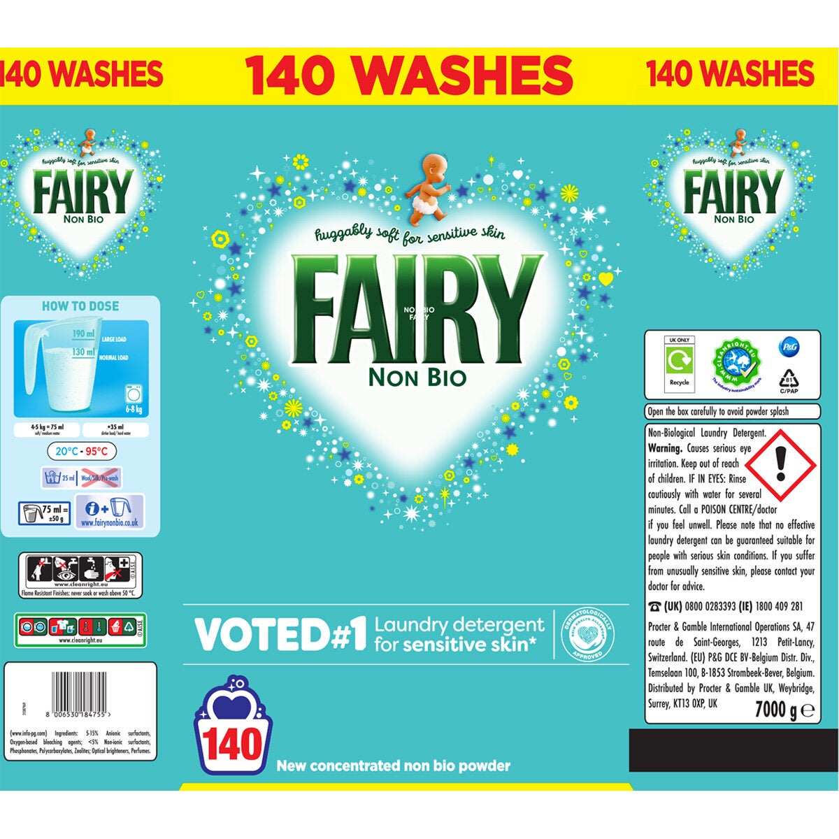 Fairy Non Bio Powder, 140 Wash
