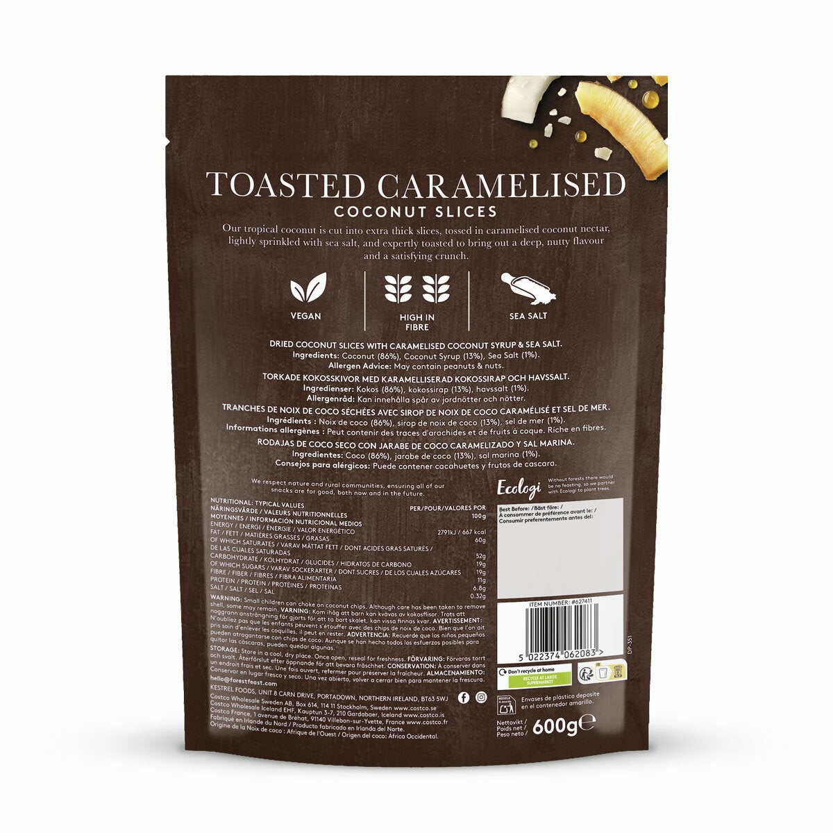 Forest Feast Toasted Caramelised Coconut Slices, 600g