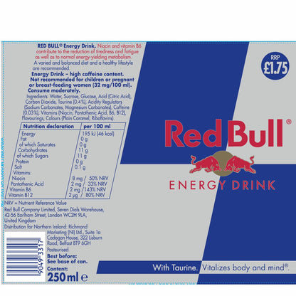 Red Bull PMP £1.75, 24 x 250ml