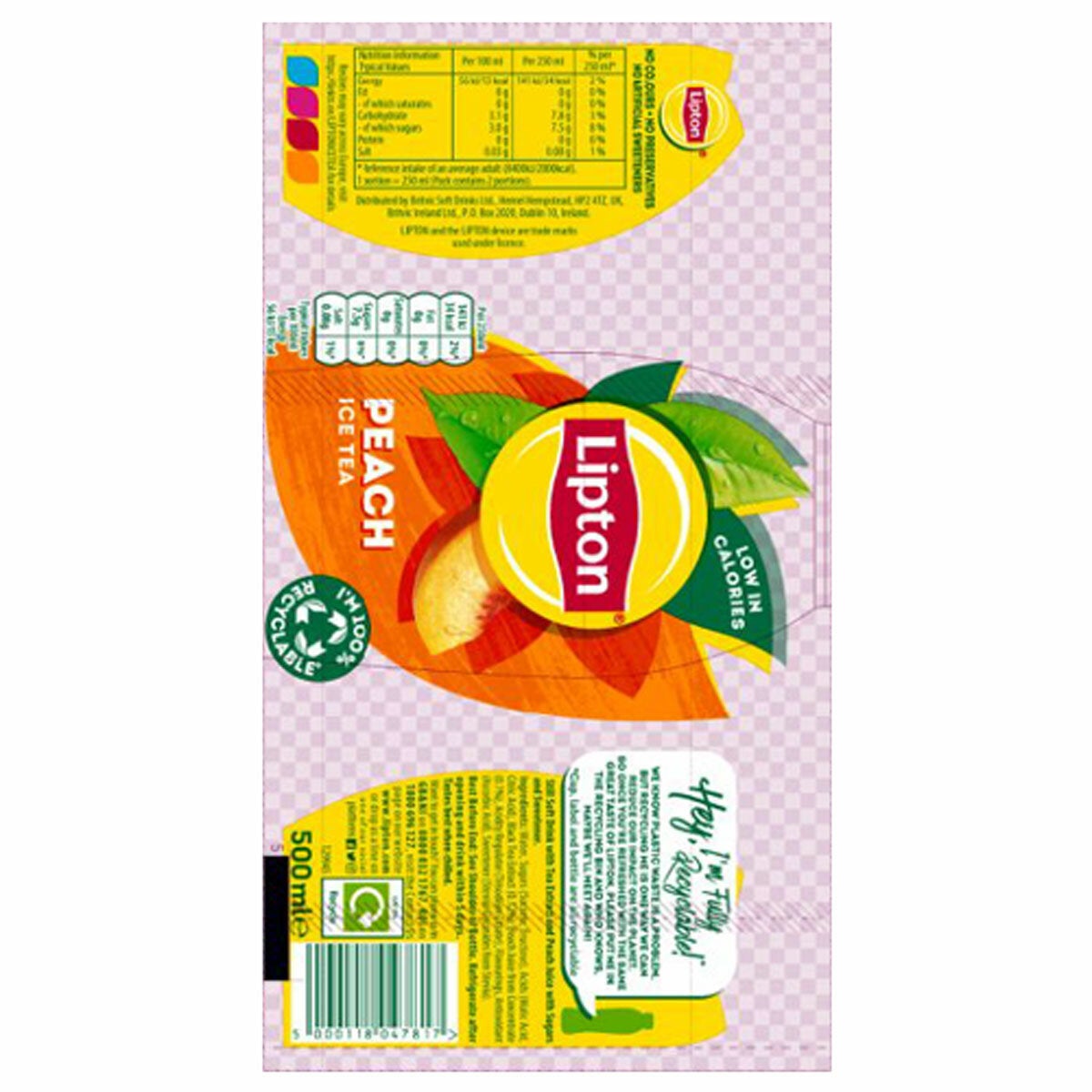 Lipton Peach Iced Tea, 12 x 500ml