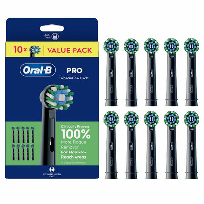 Oral-B Cross Action Brush Heads 10 Pack in Black