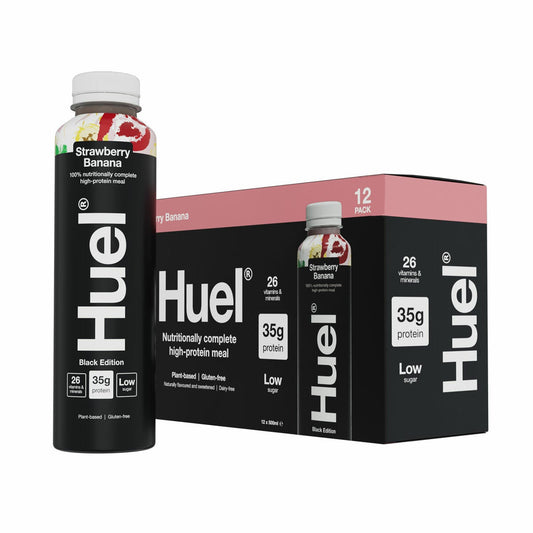 Huel Complete Meal Drink Black Edition Strawberry & Banana, 12 x 500ml