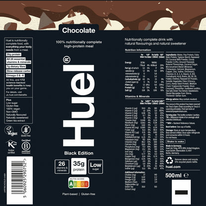 Huel Complete Meal Drink Black Edition Chocolate, 12 x 500ml