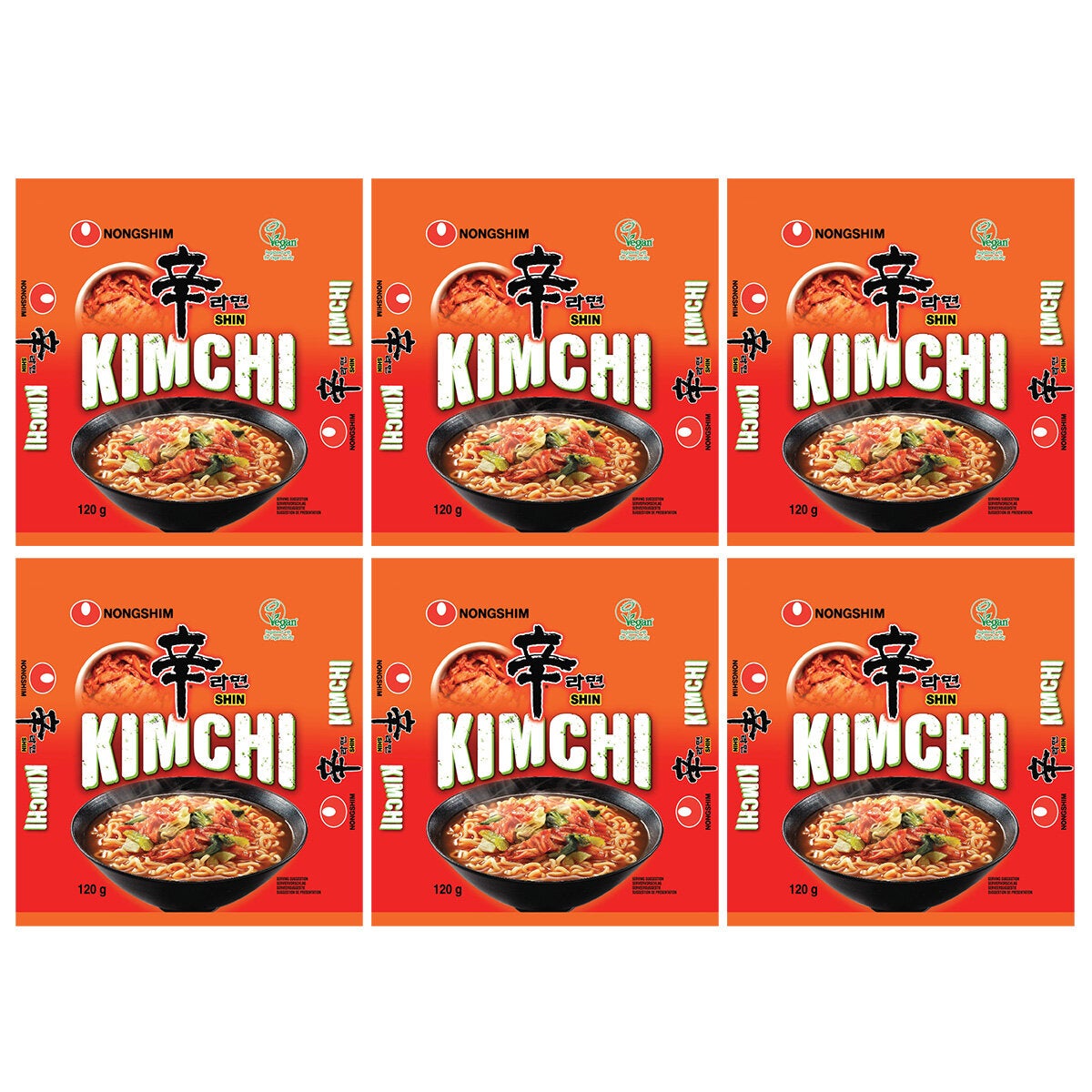 Nongshim Kimchi Noodles, 6 x 120g