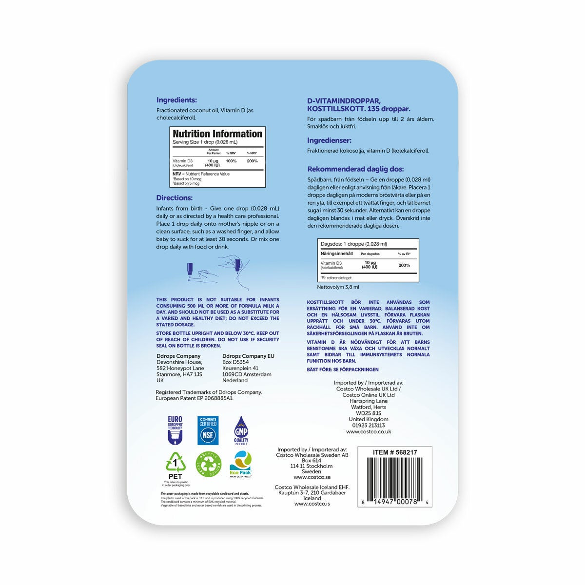 Baby Ddrops Vitamin D, 10mcg 135 Drops