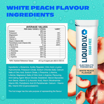Liquid I.V.® Sugar Free Electrolyte Powder Mix, White Peach & Mango Pineapple Variety Pack, 30 Sticks