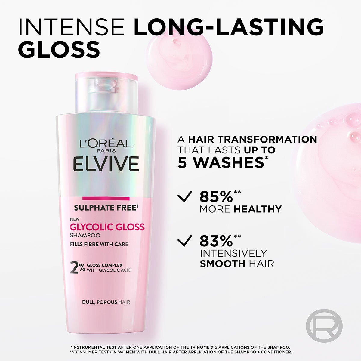L'Oréal Paris Elvive Glycolic Gloss Shampoo, 2 x 200ml