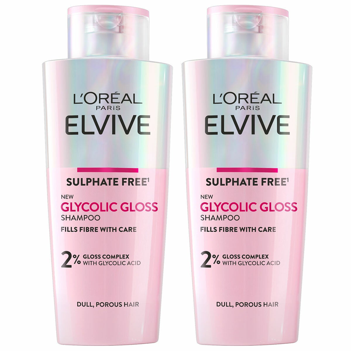 L'Oréal Paris Elvive Glycolic Gloss Shampoo, 2 x 200ml