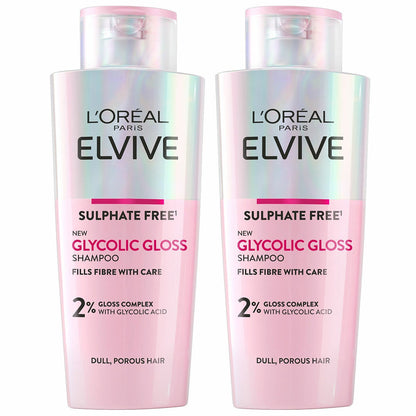 L'Oréal Paris Elvive Glycolic Gloss Shampoo, 2 x 200ml