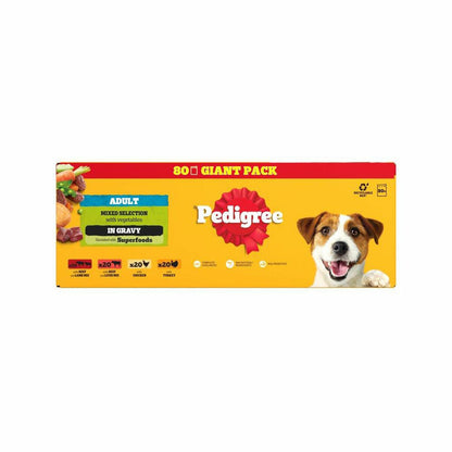 Pedigree Variety Pouch in Gravy, 80 x 100g