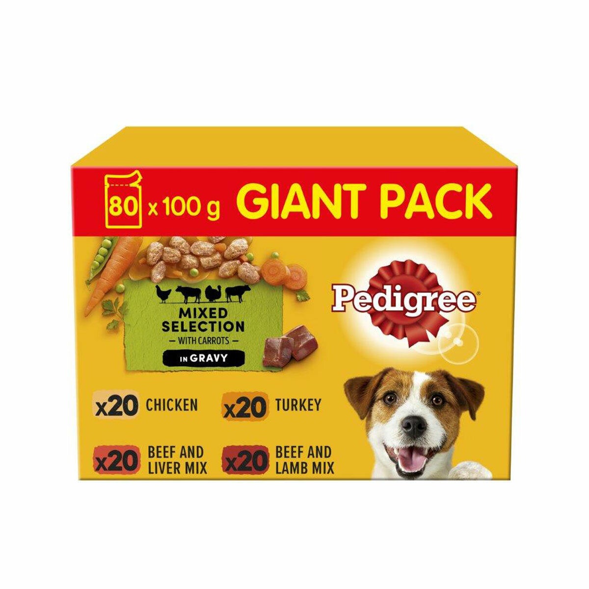 Pedigree Variety Pouch in Gravy, 80 x 100g