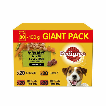 Pedigree Variety Pouch in Gravy, 80 x 100g