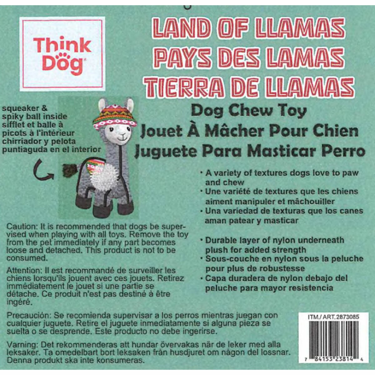 Think Dog Land of Llamas Dog Toy in 3 Options