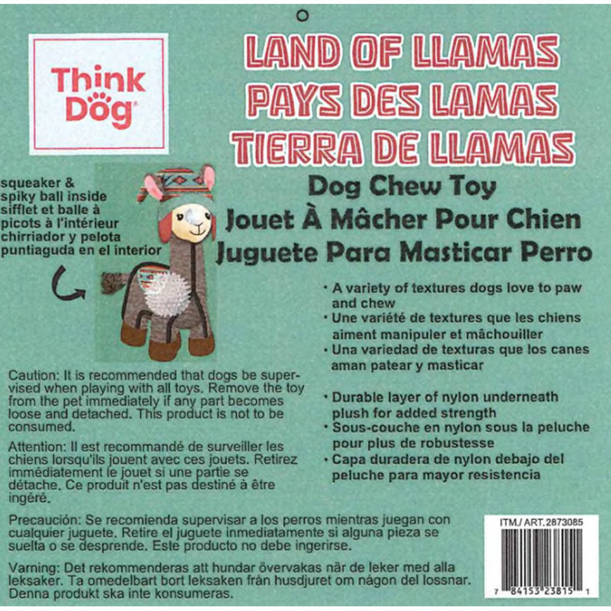 Think Dog Land of Llamas Dog Toy in 3 Options