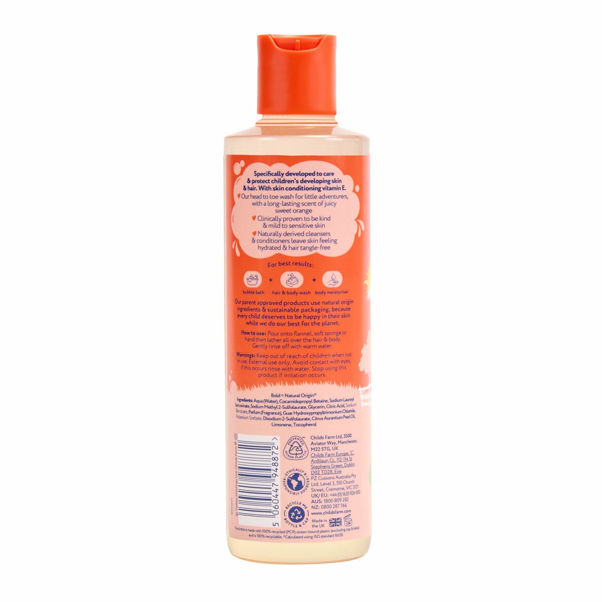 Childs Farm Sweet Orange Hair & Body Wash, 6 x 250ml