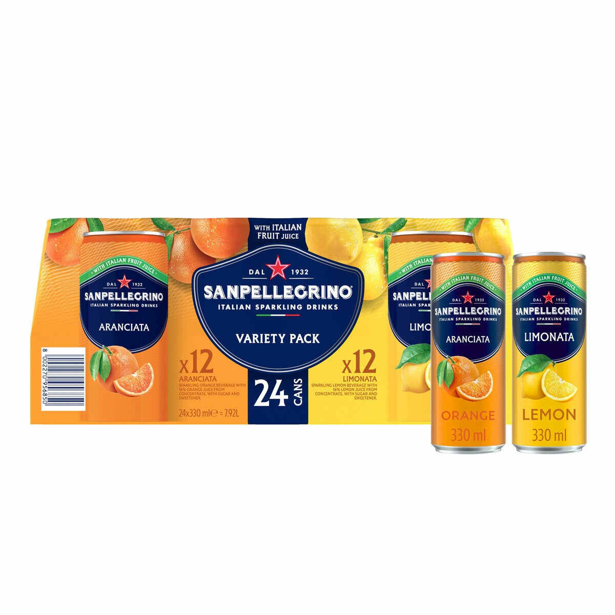 San Pellegrino Orange and Lemon, 4 x 6 x 330ml