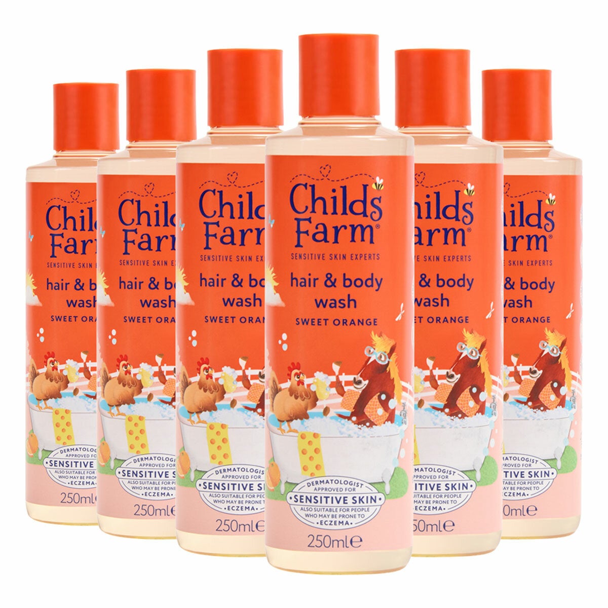 Childs Farm Sweet Orange Hair & Body Wash, 6 x 250ml