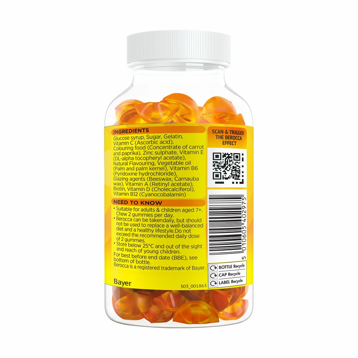 Berocca Immuno Gummies, Orange 3 x 60 Count