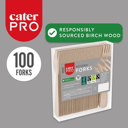 CaterPro 100 Wooden Forks