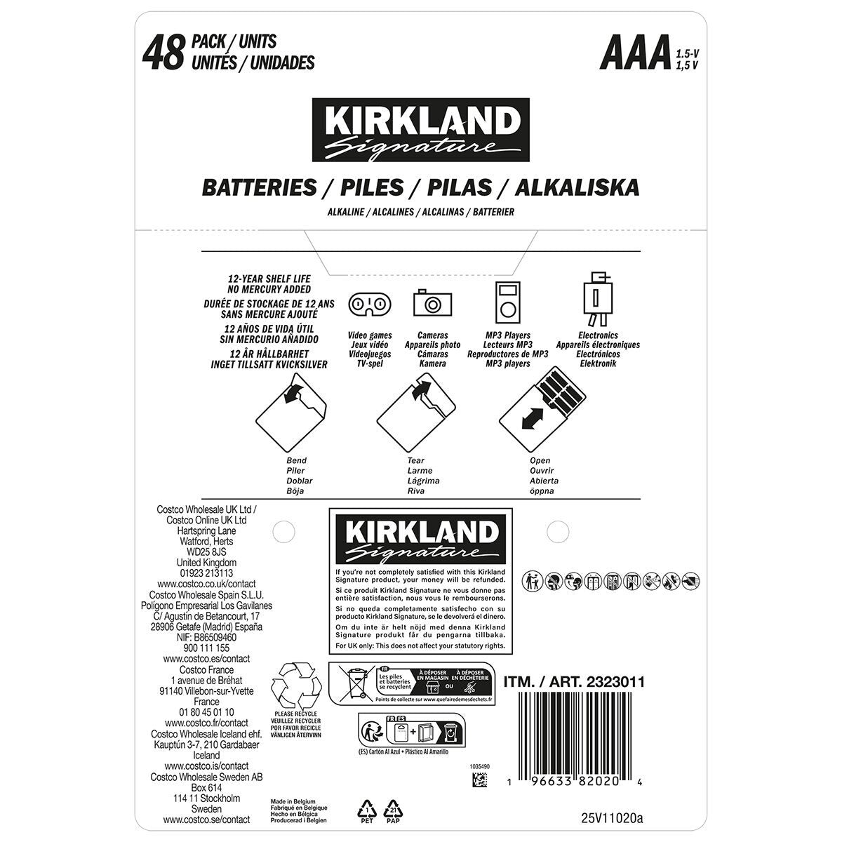 Kirkland Signature Alkaline AAA Batteries - 48 pack
