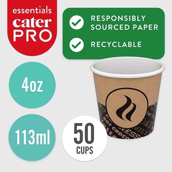 CaterPro Essentials 50 PE Lined Paper Single Wall Cups 113ml