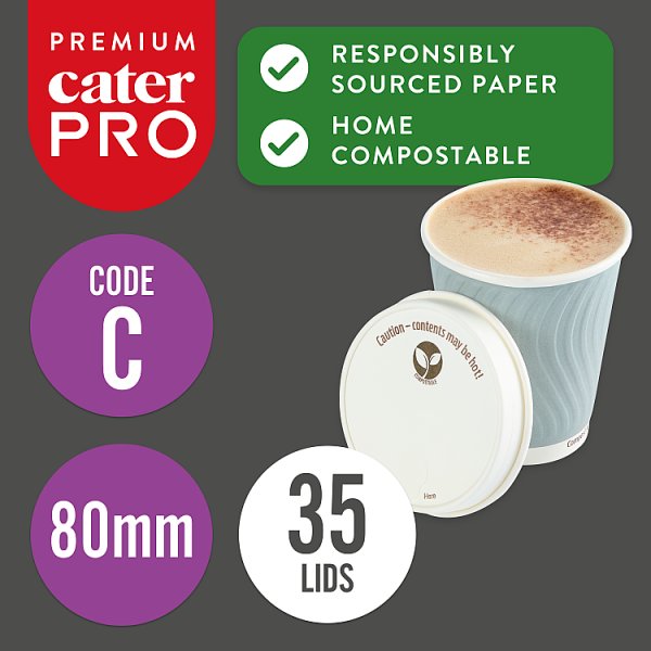 CaterPro Premium 35 Aqueous Lined Paper Sip Lids 80mm