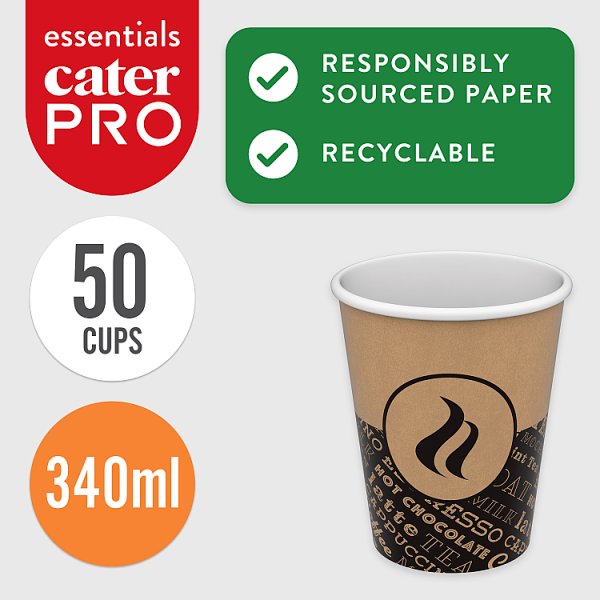 CaterPro Essentials 50 PE Lined Paper Single Wall Cups 340ml