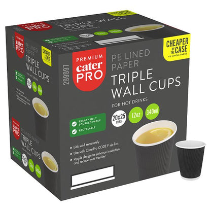 CaterPro Premium 25 PE Lined Paper Triple Wall Cups 340ml