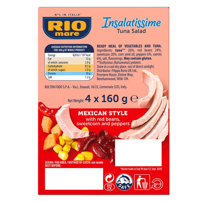Rio Mare Insalatissime Mexican Style Tuna Salad, 4 x 160g