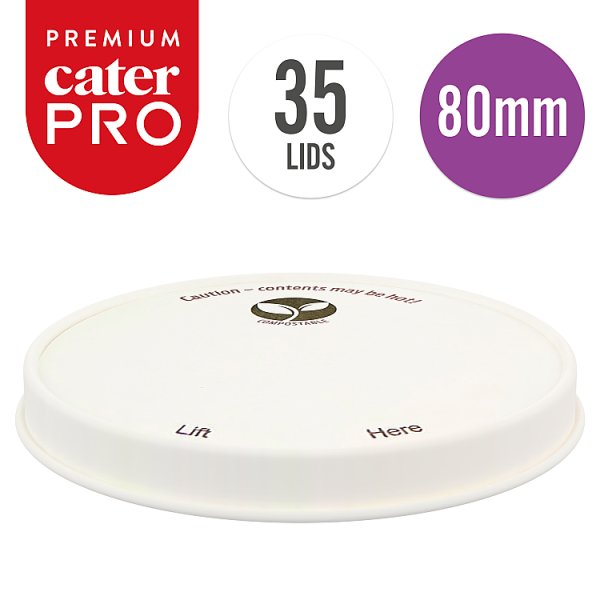 CaterPro Premium 35 Aqueous Lined Paper Sip Lids 80mm