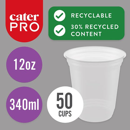 CaterPro 50 Plastic RPET Clear Cups 340ml