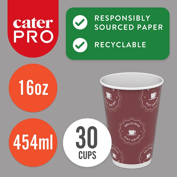 CaterPro 30 PE Lined Paper Double Wall Cups 454ml