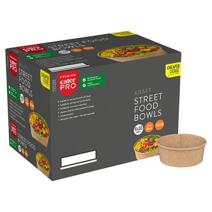 CaterPro Premium 50 Kraft Street Food Bowls 1300ml