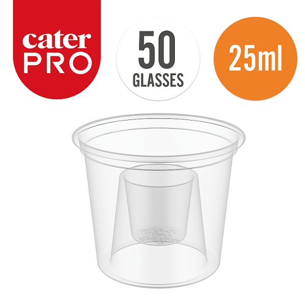 CaterPro 50 Plastic RPET Bomb Shot Glasses 25ml