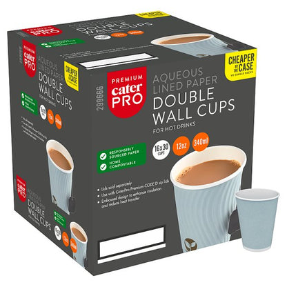 CaterPro Premium 30 Aqueous Lined Paper Double Wall Cups 340ml