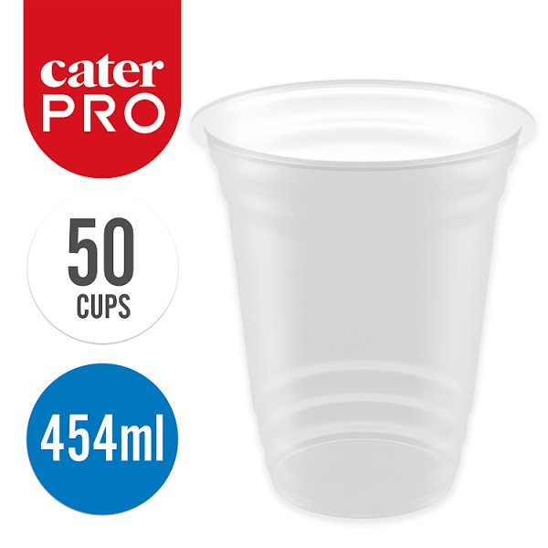 CaterPro 50 Plastic RPET Clear Cups 454ml