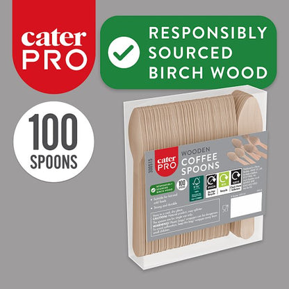 CaterPro 100 Wooden Coffee Spoons