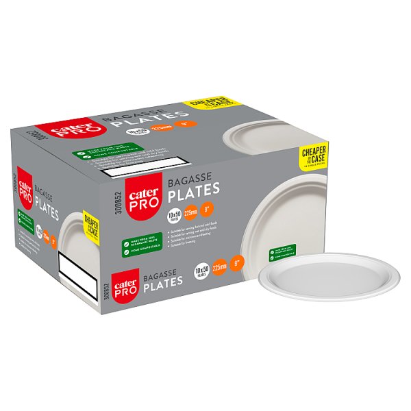 CaterPro 50 Bagasse Plates 225mm
