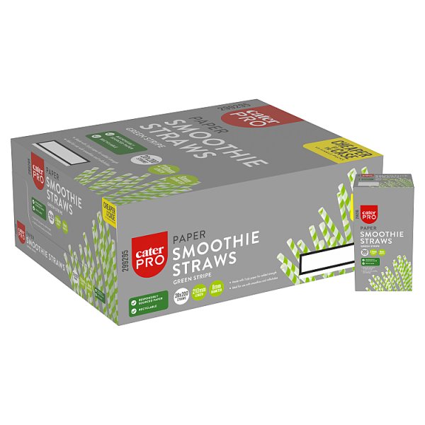 CaterPro 200 Paper Smoothie Straws Green Stripe